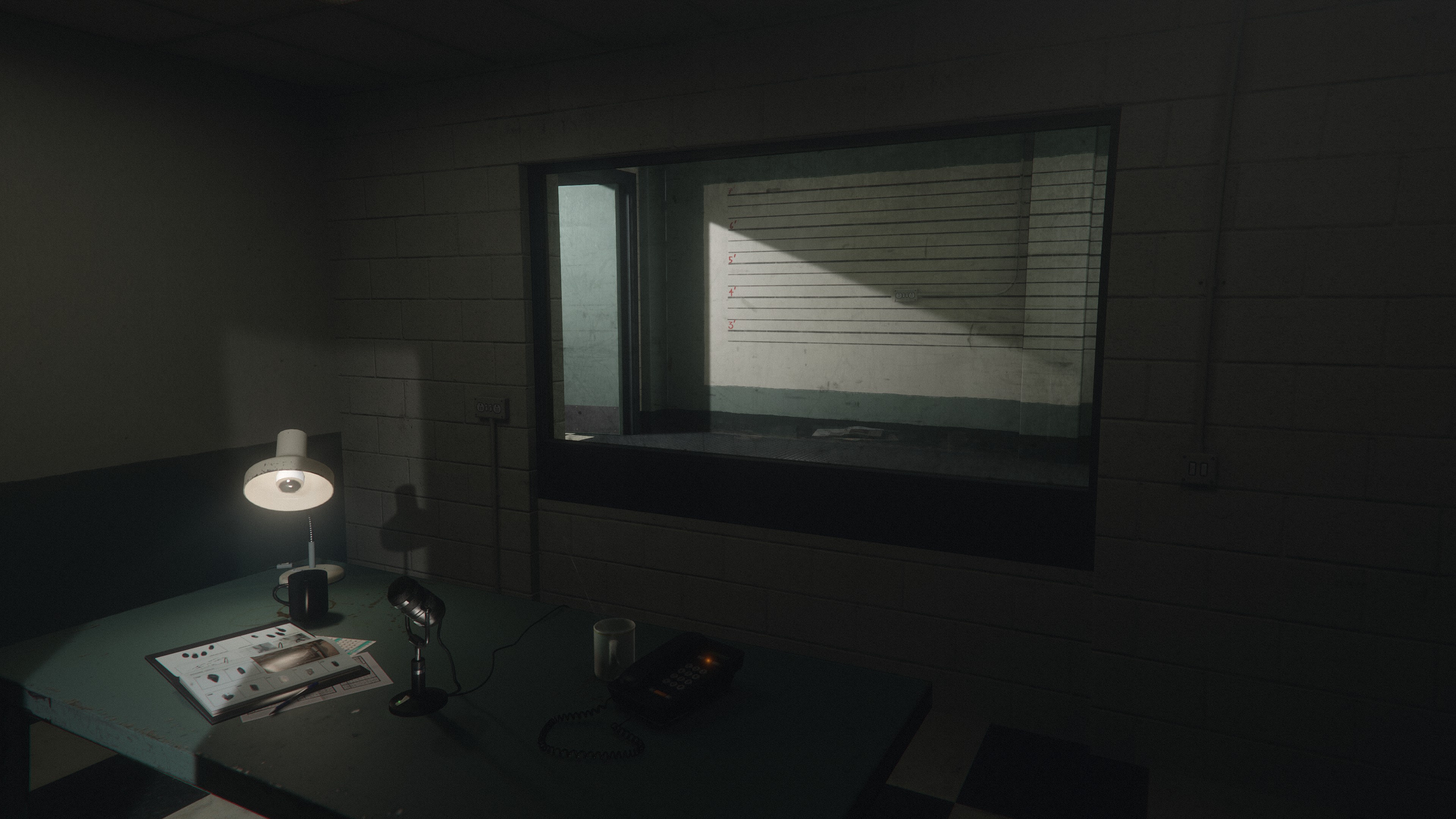 Mugshot room, this is used in GTA Onlines character creator/selector.