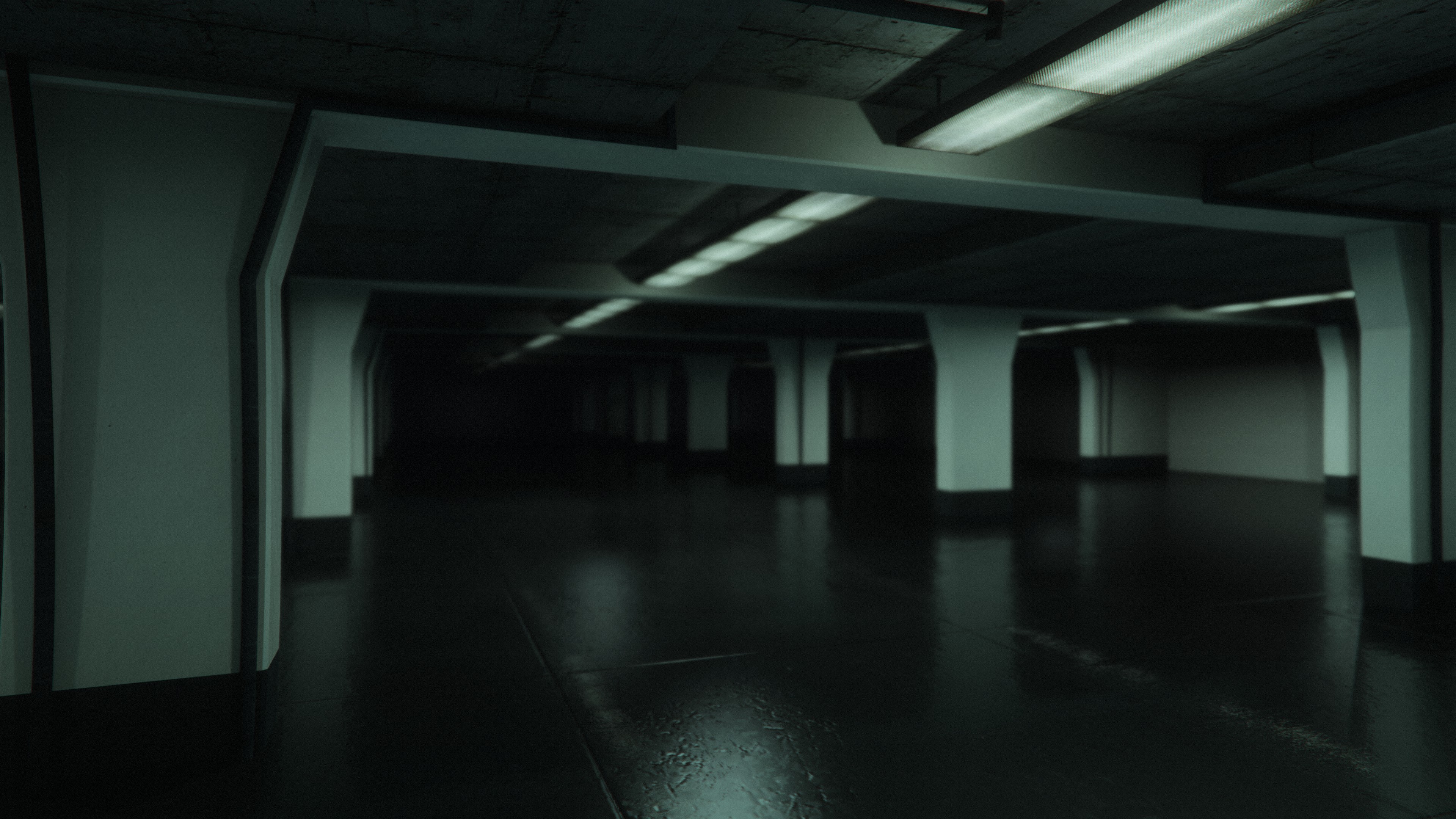 The carpark from GTA Online mission summaries. There is a filter applied in this interior that makes it always blurry.